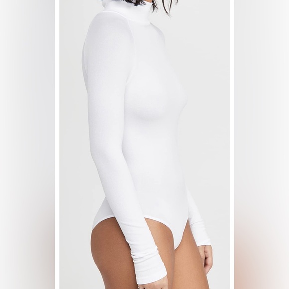 FREE PEOPLE Women's Seamless White Turtleneck Bodysuit with Cheeky Snap Gusset - Picture 9 of 12
